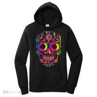 Bright Rainbow Sugar Skull Day Of The Dead Women's Hoodie thumb 0