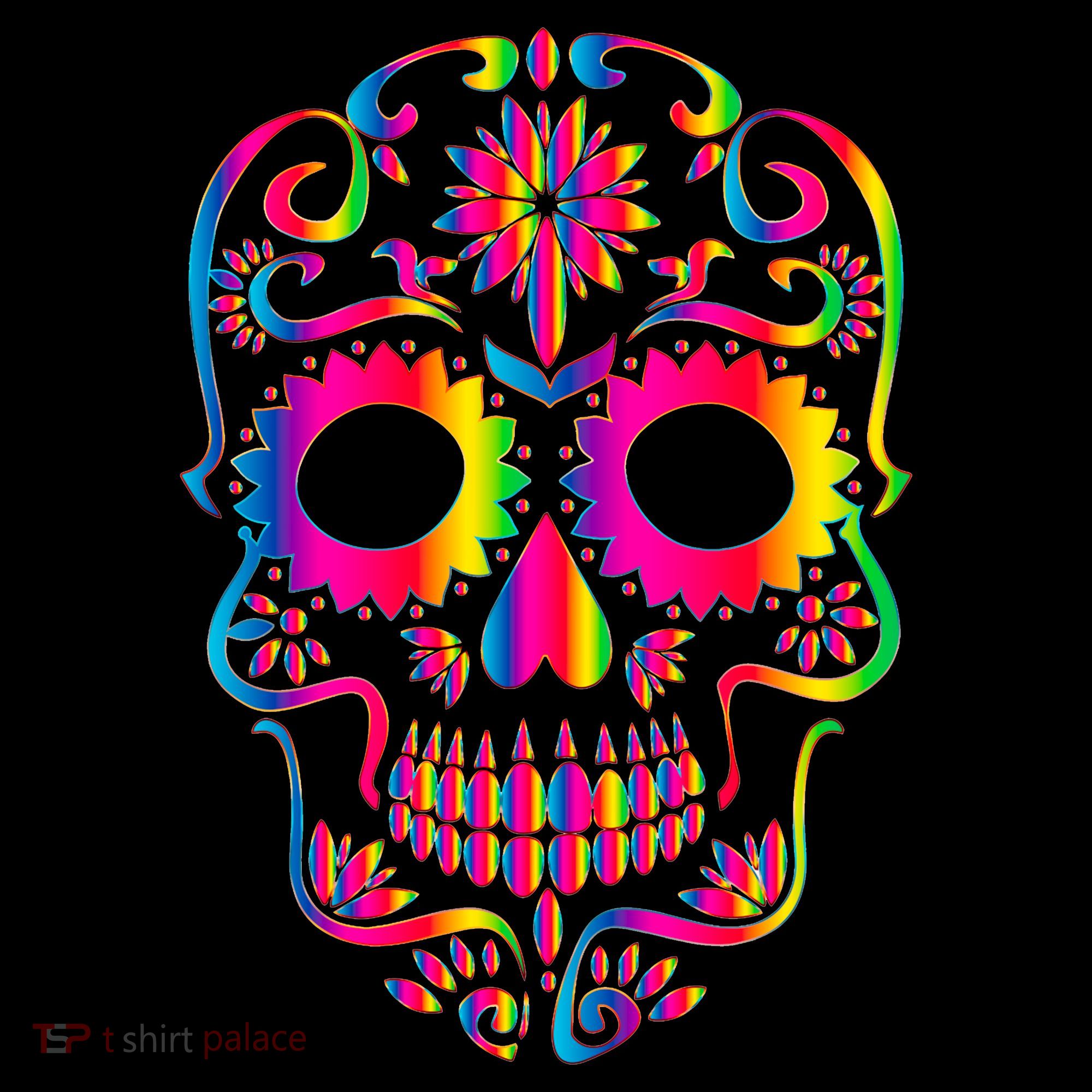 Bright Rainbow Sugar Skull Day Of The Dead Women's Hoodie