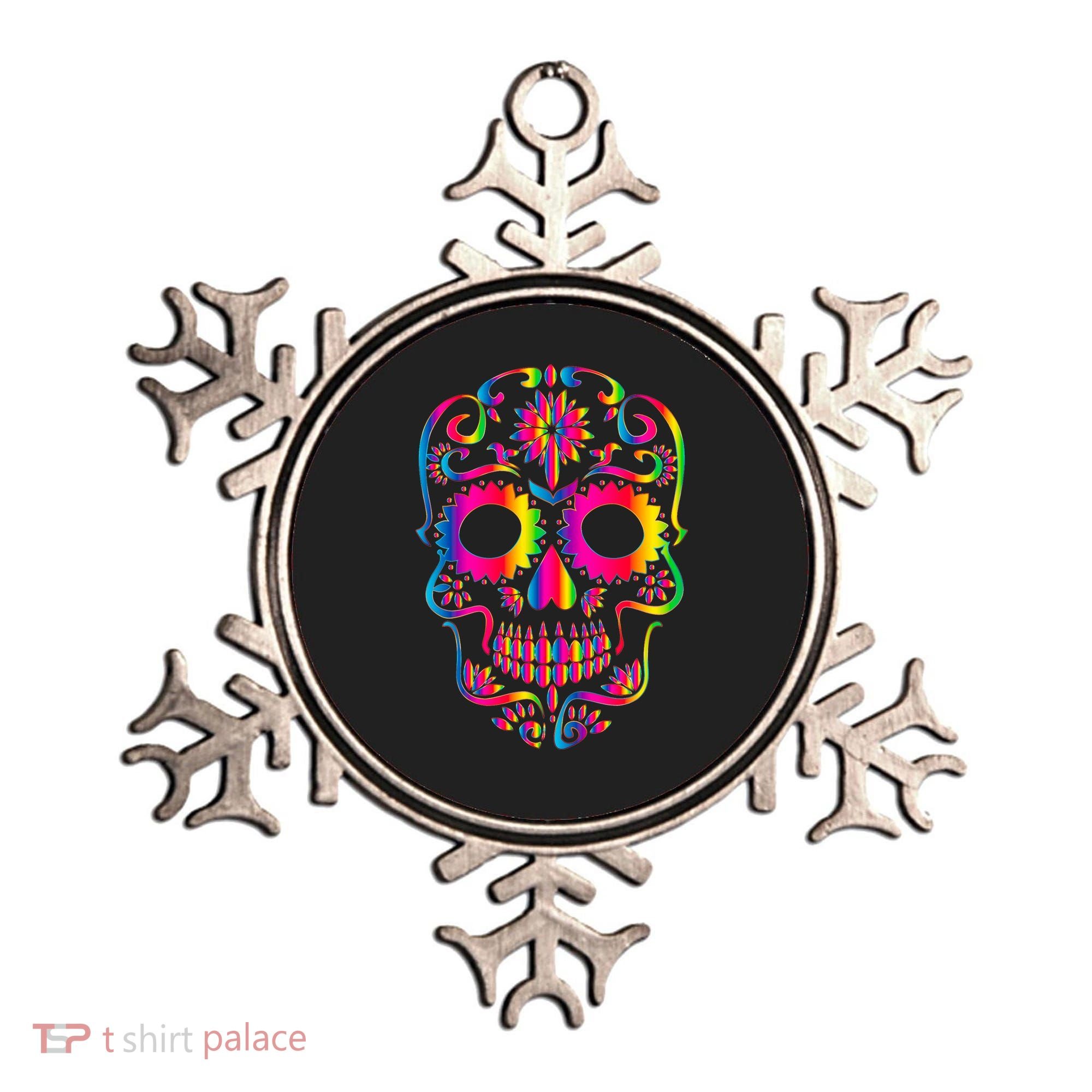 Bright Rainbow Sugar Skull Day Of The Dead Ornament