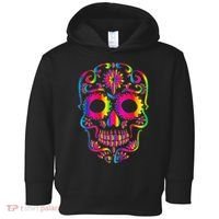 Bright Rainbow Sugar Skull Day Of The Dead Toddler Hoodie thumb 0