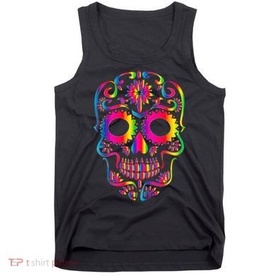 Bright Rainbow Sugar Skull Day Of The Dead Tank Top