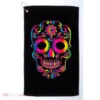 Bright Rainbow Sugar Skull Day Of The Dead Golf Towel thumb 0