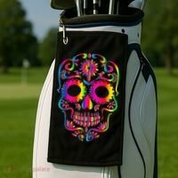 Bright Rainbow Sugar Skull Day Of The Dead Golf Towel thumb 2