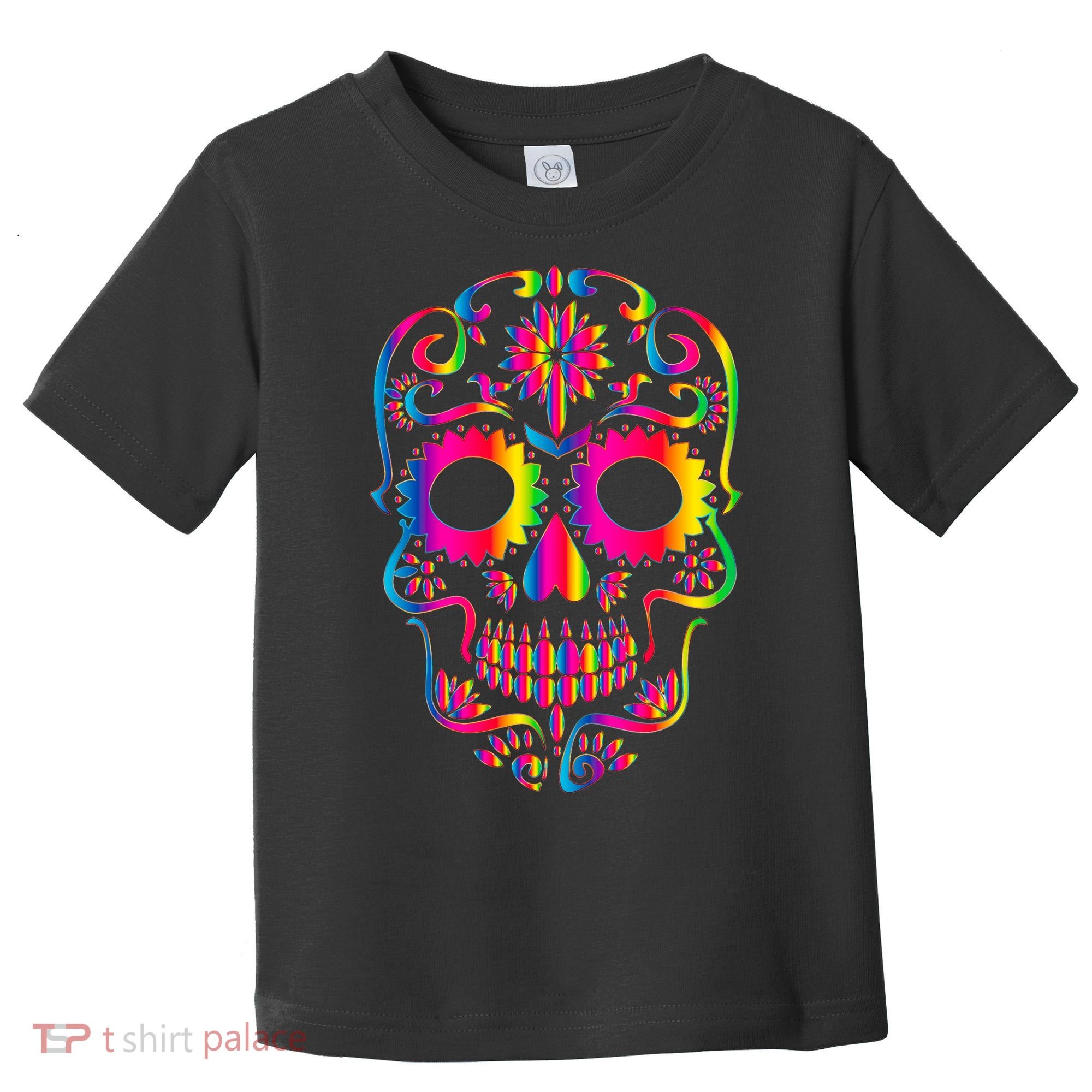 Bright Rainbow Sugar Skull Day Of The Dead Toddler T-Shirt