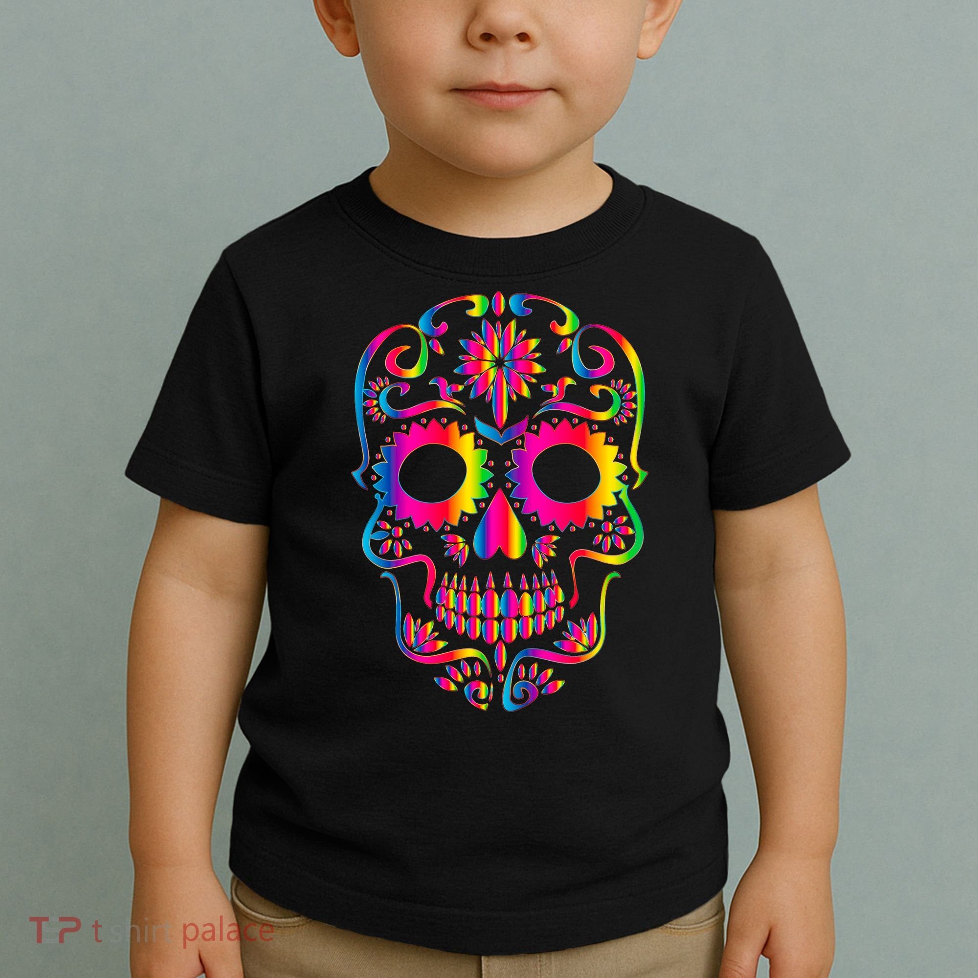 Bright Rainbow Sugar Skull Day Of The Dead Toddler T-Shirt