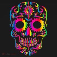 Bright Rainbow Sugar Skull Day Of The Dead Kids Sweatshirt thumb 2