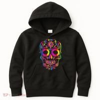 Bright Rainbow Sugar Skull Day Of The Dead Kids Hoodie thumb 0