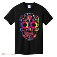 Bright Rainbow Sugar Skull Day Of The Dead Kids T-Shirt thumb 0