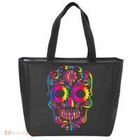 Bright Rainbow Sugar Skull Day Of The Dead Tote Bag thumb 0