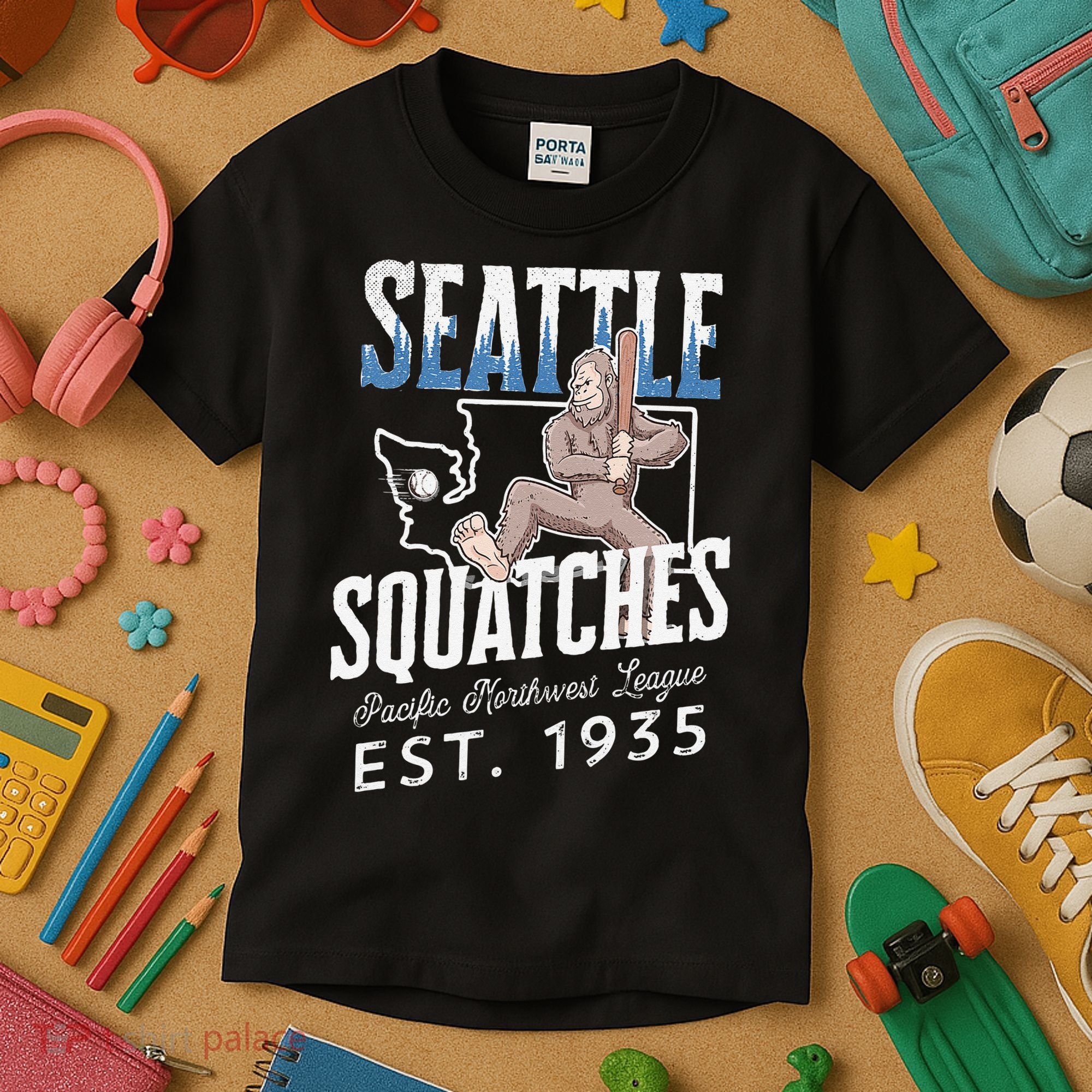 Bigfoot Research Team Retro baseball Sasquatch Kids T-Shirt