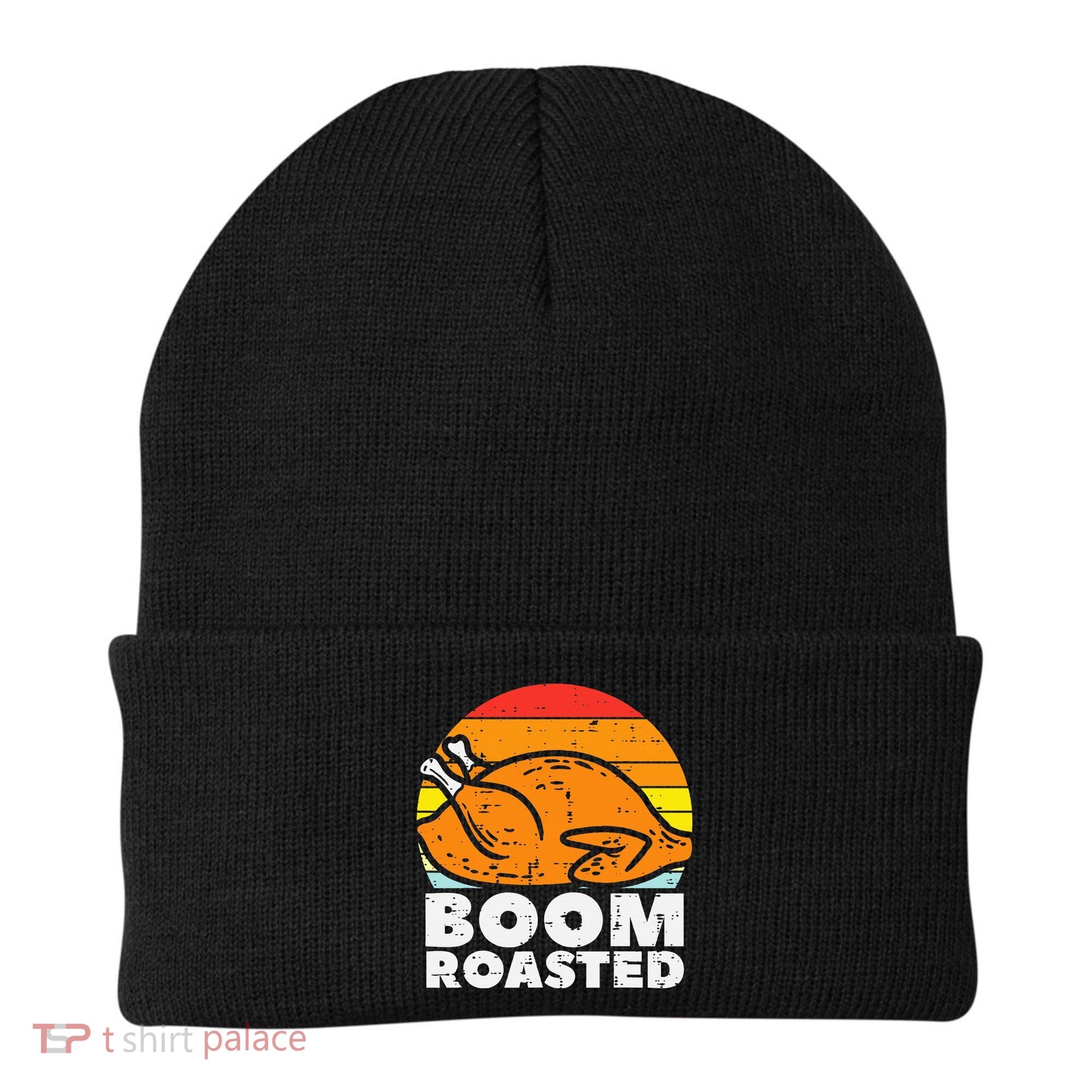 Boom Roasted Turkey Sunset Retro Thanksgiving Beanie