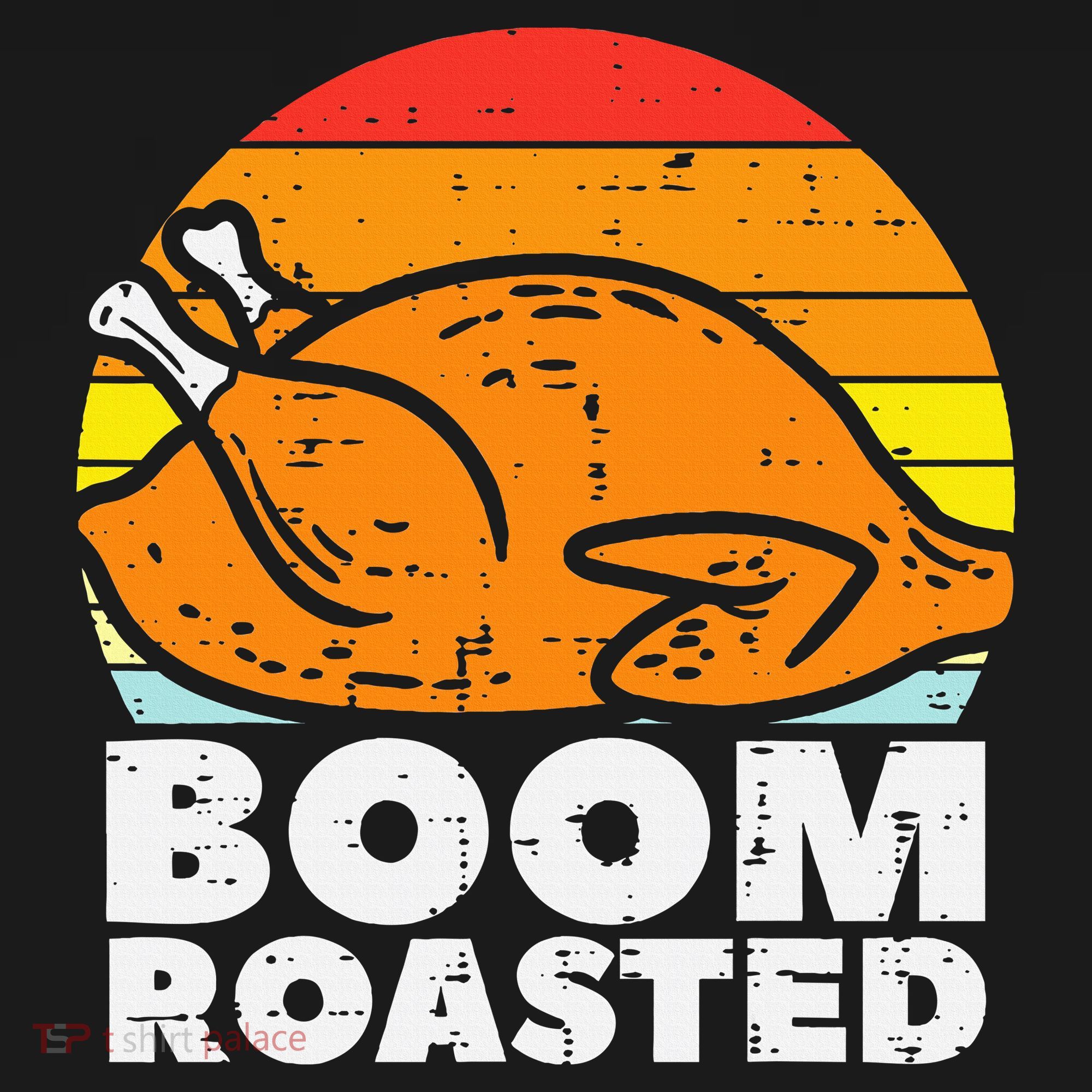 Boom Roasted Turkey Sunset Retro Thanksgiving Women's Hoodie
