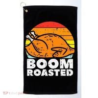 Boom Roasted Turkey Sunset Retro Thanksgiving Golf Towel thumb 0