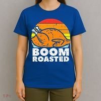 Boom Roasted Turkey Sunset Retro Thanksgiving T-Shirt thumb 4