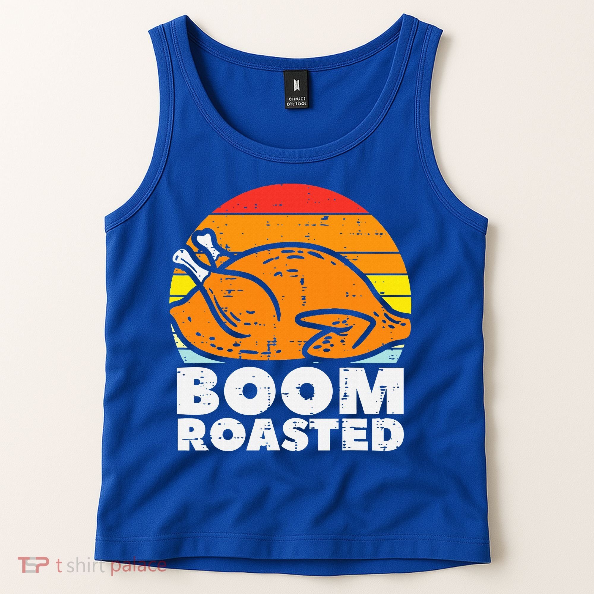 Boom Roasted Turkey Sunset Retro Thanksgiving Tank Top