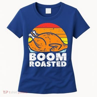 Boom Roasted Turkey Sunset Retro Thanksgiving Women's T-Shirt