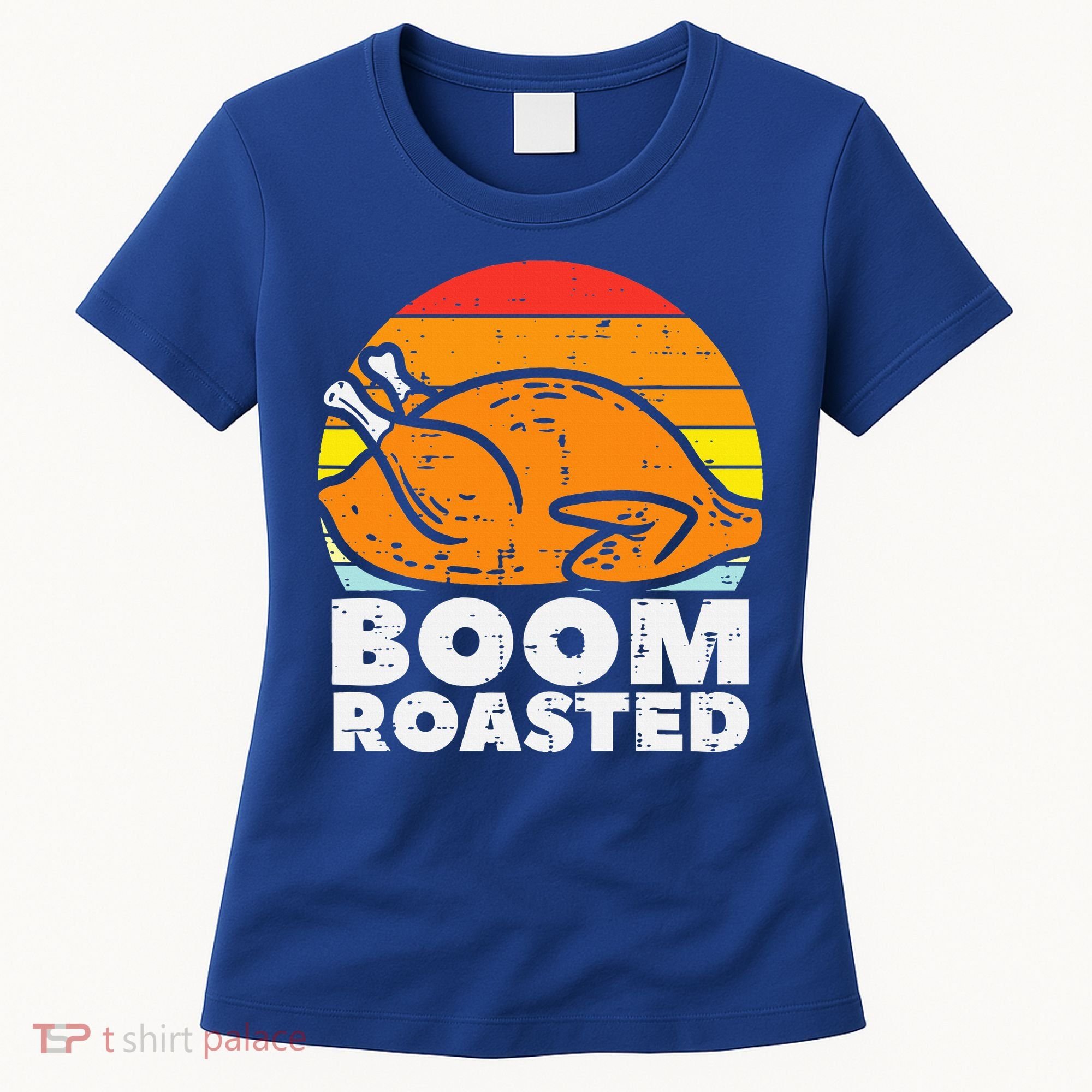 Boom Roasted Turkey Sunset Retro Thanksgiving Women's T-Shirt