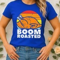 Boom Roasted Turkey Sunset Retro Thanksgiving Women's T-Shirt thumb 2