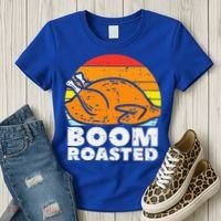 Boom Roasted Turkey Sunset Retro Thanksgiving Women's T-Shirt thumb 3