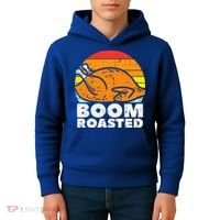 Boom Roasted Turkey Sunset Retro Thanksgiving Kids Hoodie thumb 4
