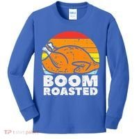 Boom Roasted Turkey Sunset Retro Thanksgiving Kids Long Sleeve Shirt thumb 0