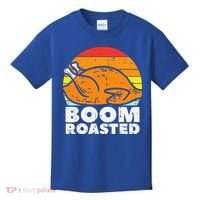 Boom Roasted Turkey Sunset Retro Thanksgiving Kids T-Shirt thumb 0