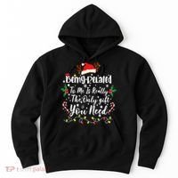 Being Related To Me Funny Christmas Family Xmas Hoodie thumb 0