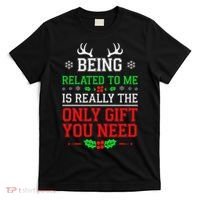 Being Related To Me Funny Christmas Family Xmas Pajamas T-Shirt thumb 0