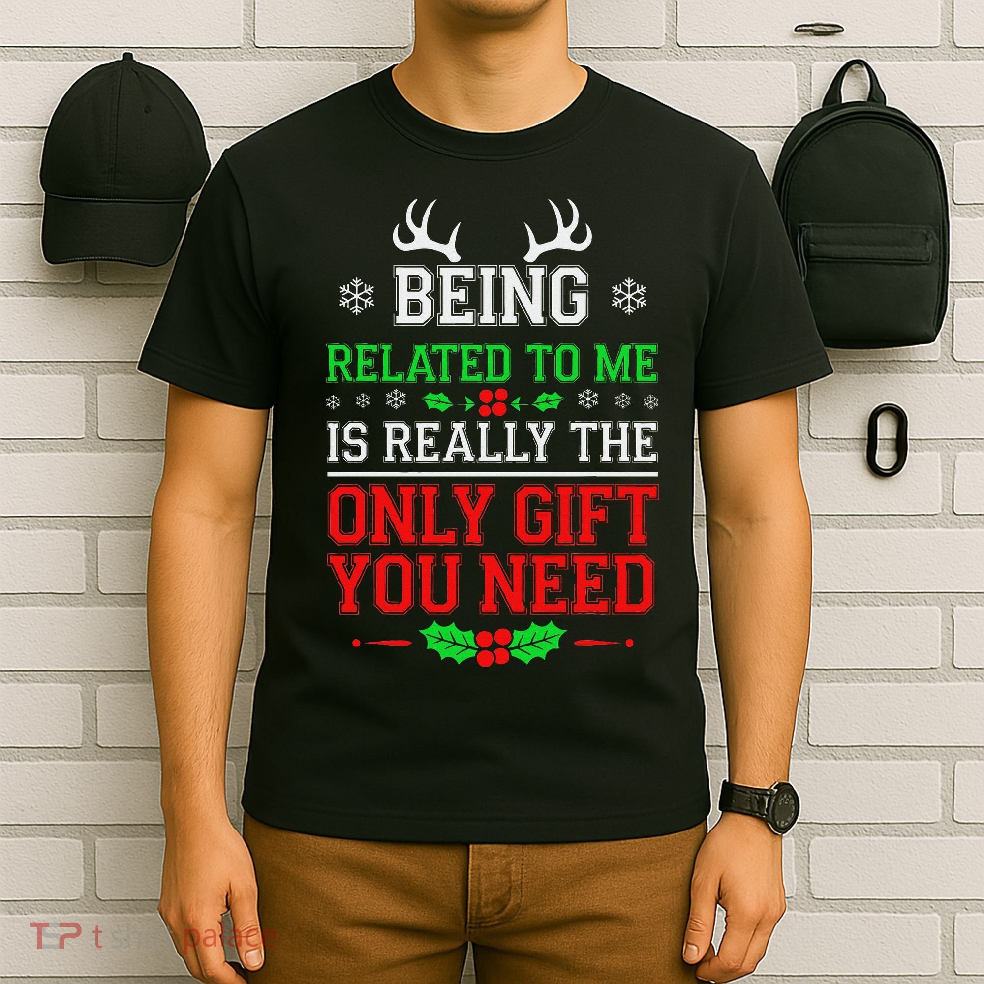 Being Related To Me Funny Christmas Family Xmas Pajamas T-Shirt
