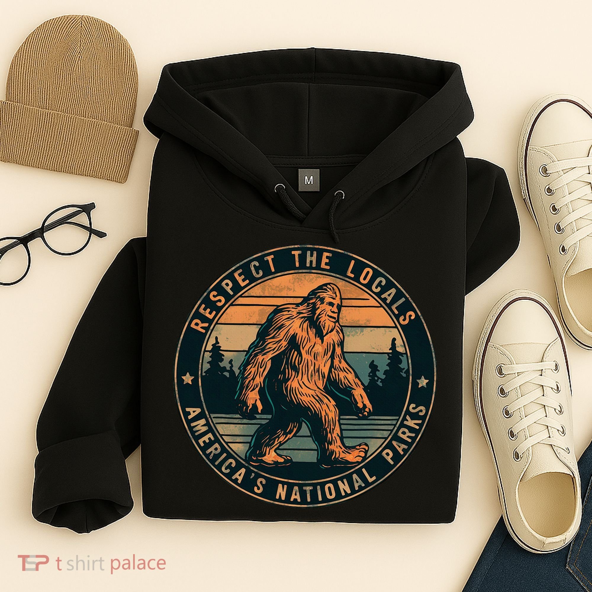 Bigfoot Respect The Locals Sasquatch American Hoodie