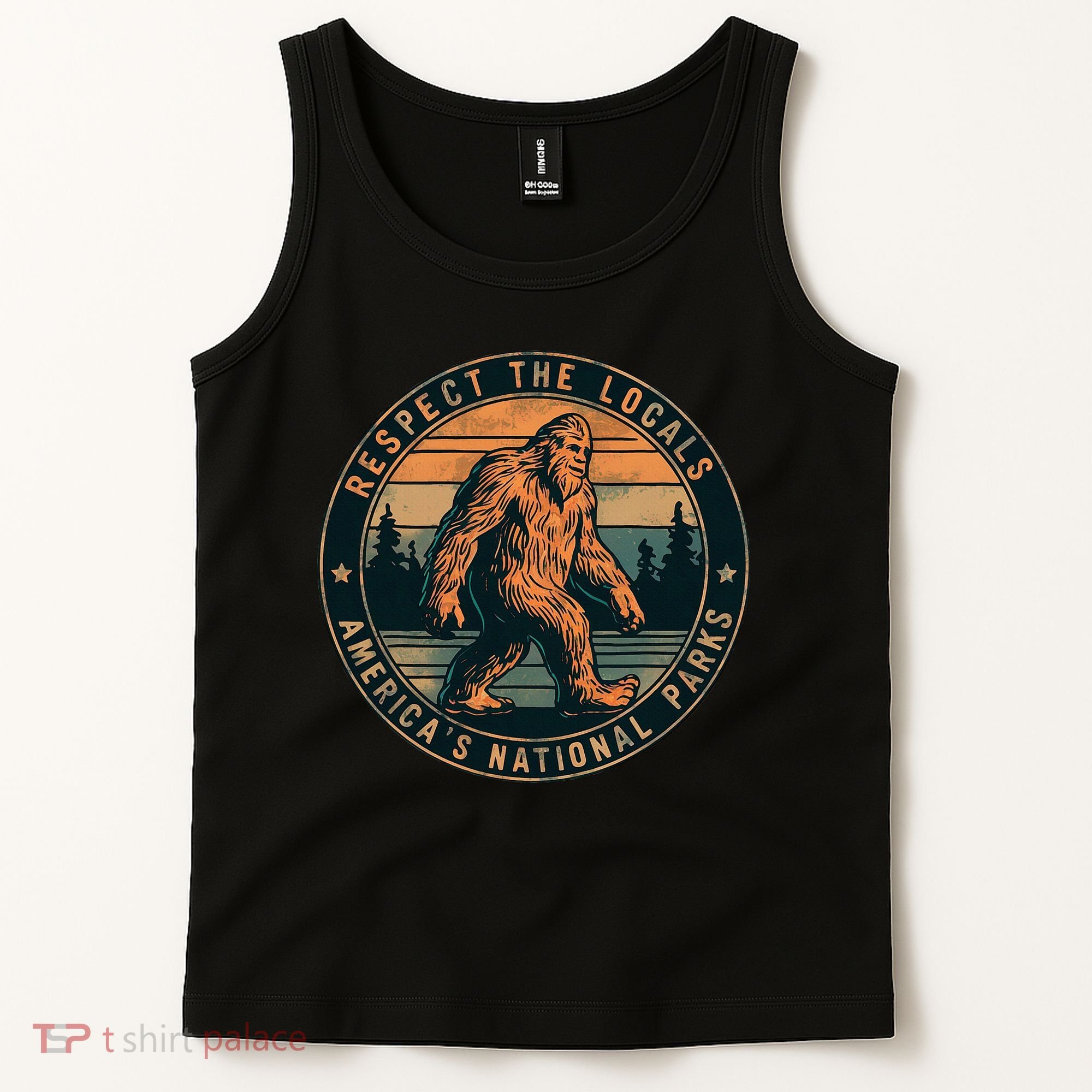 Bigfoot Respect The Locals Sasquatch American Tank Top