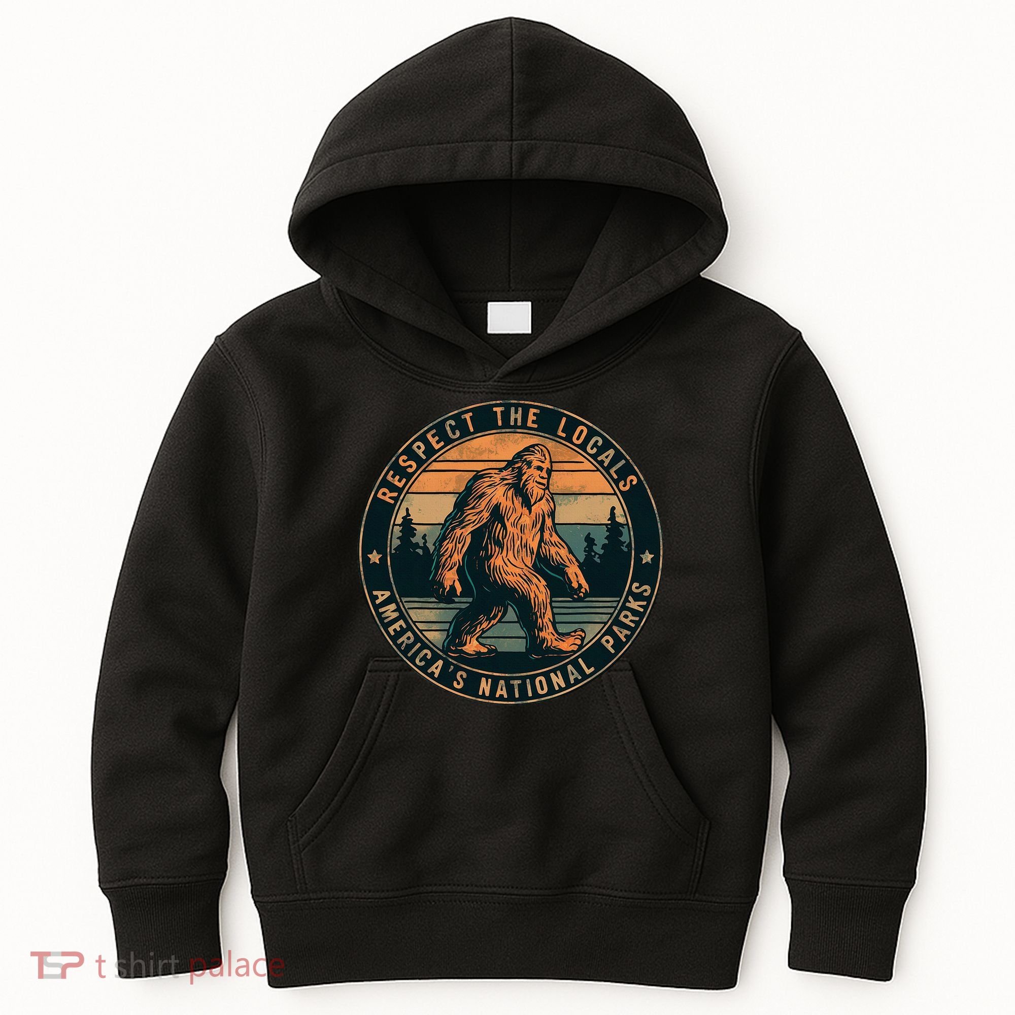 Bigfoot Respect The Locals Sasquatch American Kids Hoodie