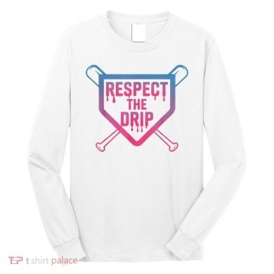 Baseball Respect The Drip Home Plate Drip Ice Cream Long Sleeve Shirt
