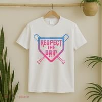 Baseball Respect The Drip Home Plate Drip Ice Cream T-Shirt thumb 2
