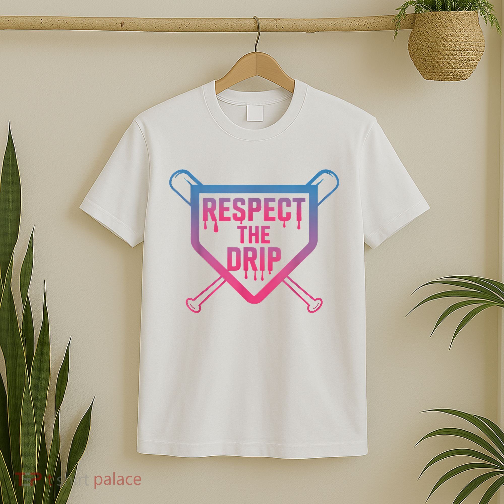Baseball Respect The Drip Home Plate Drip Ice Cream T-Shirt