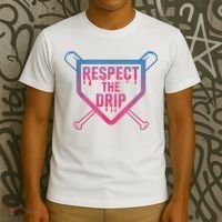 Baseball Respect The Drip Home Plate Drip Ice Cream T-Shirt thumb 3