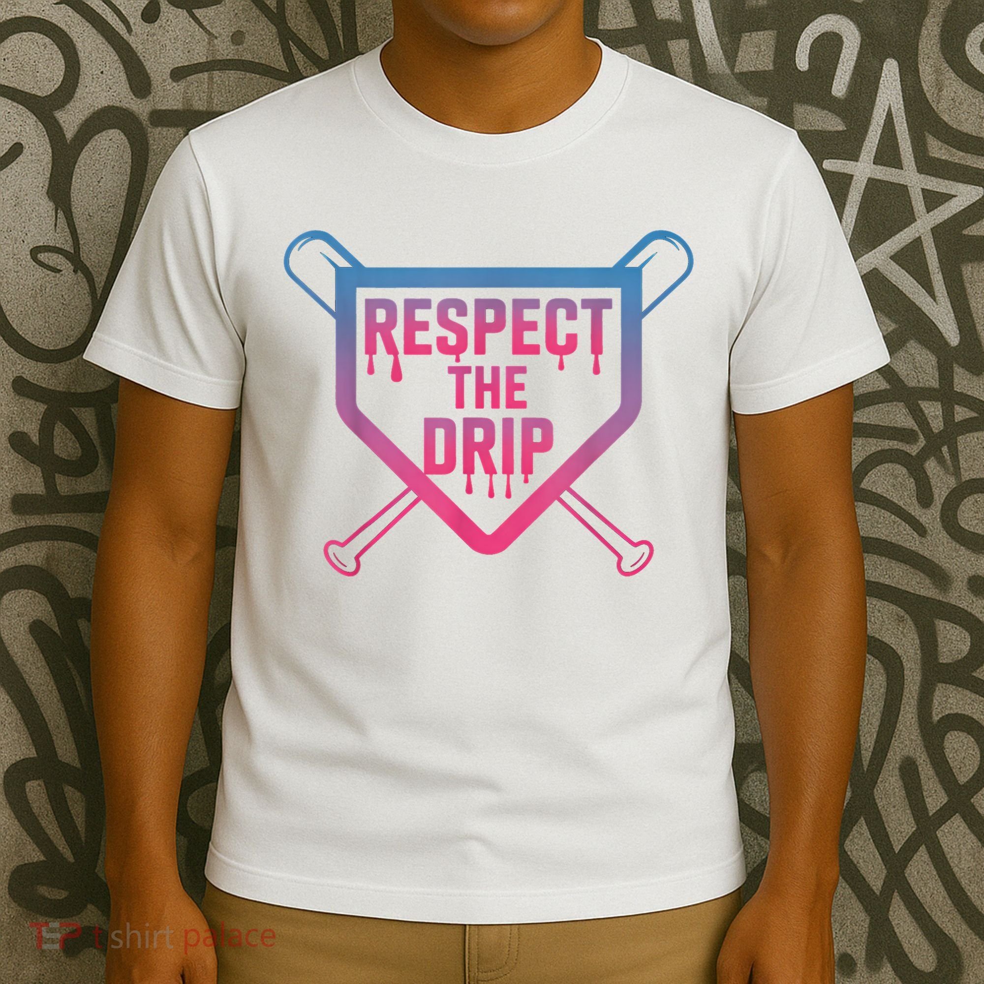 Baseball Respect The Drip Home Plate Drip Ice Cream T-Shirt