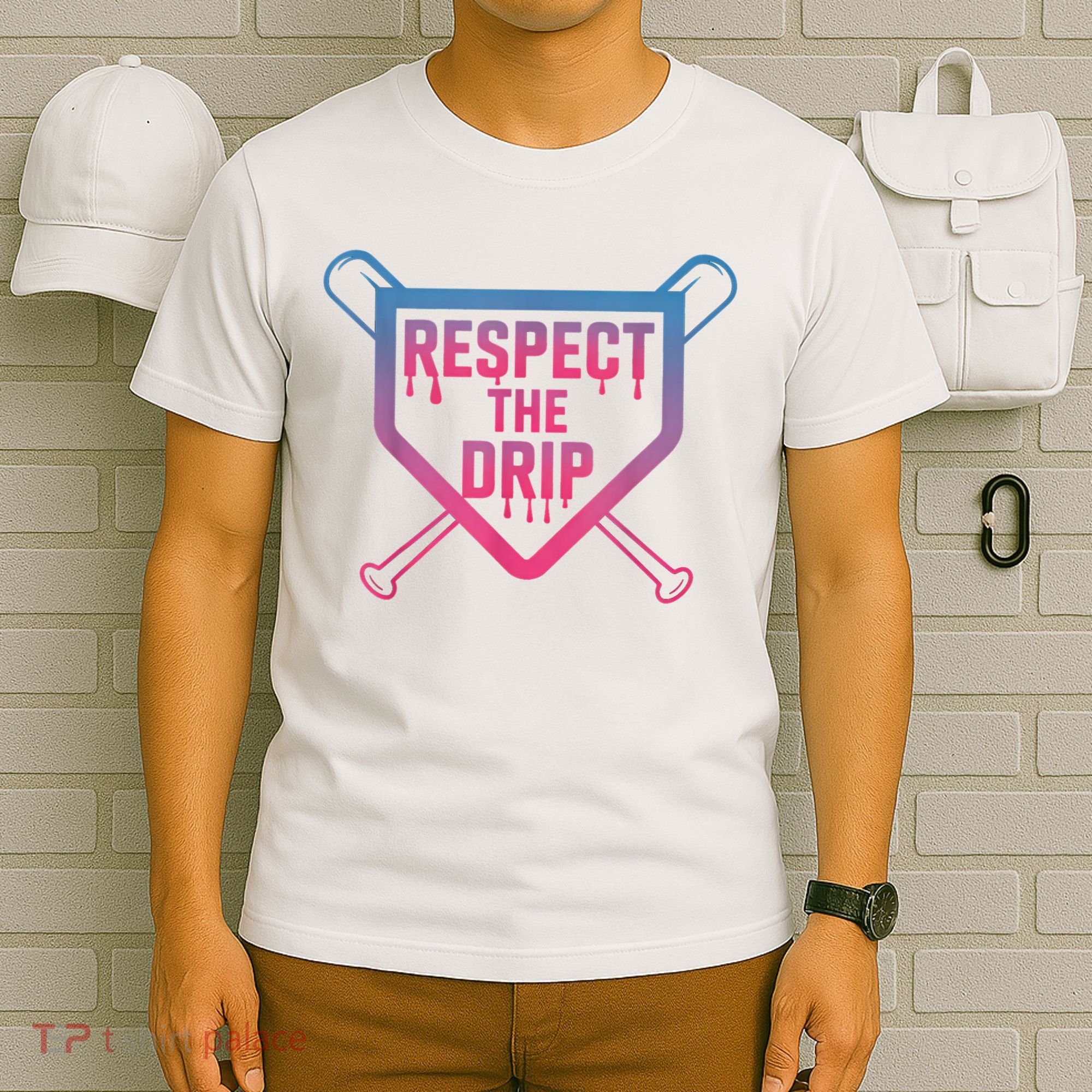 Baseball Respect The Drip Home Plate Drip Ice Cream T-Shirt