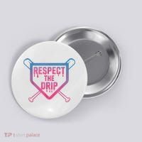 Baseball Respect The Drip Home Plate Drip Ice Cream Button thumb 0