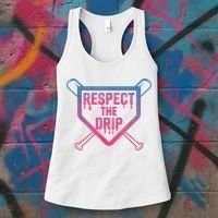 Baseball Respect The Drip Home Plate Drip Ice Cream Women's Tank Top thumb 3