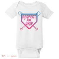 Baseball Respect The Drip Home Plate Drip Ice Cream Baby Bodysuit thumb 0