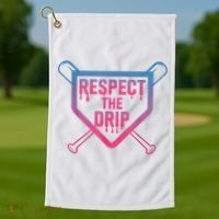 Baseball Respect The Drip Home Plate Drip Ice Cream Golf Towel thumb 1