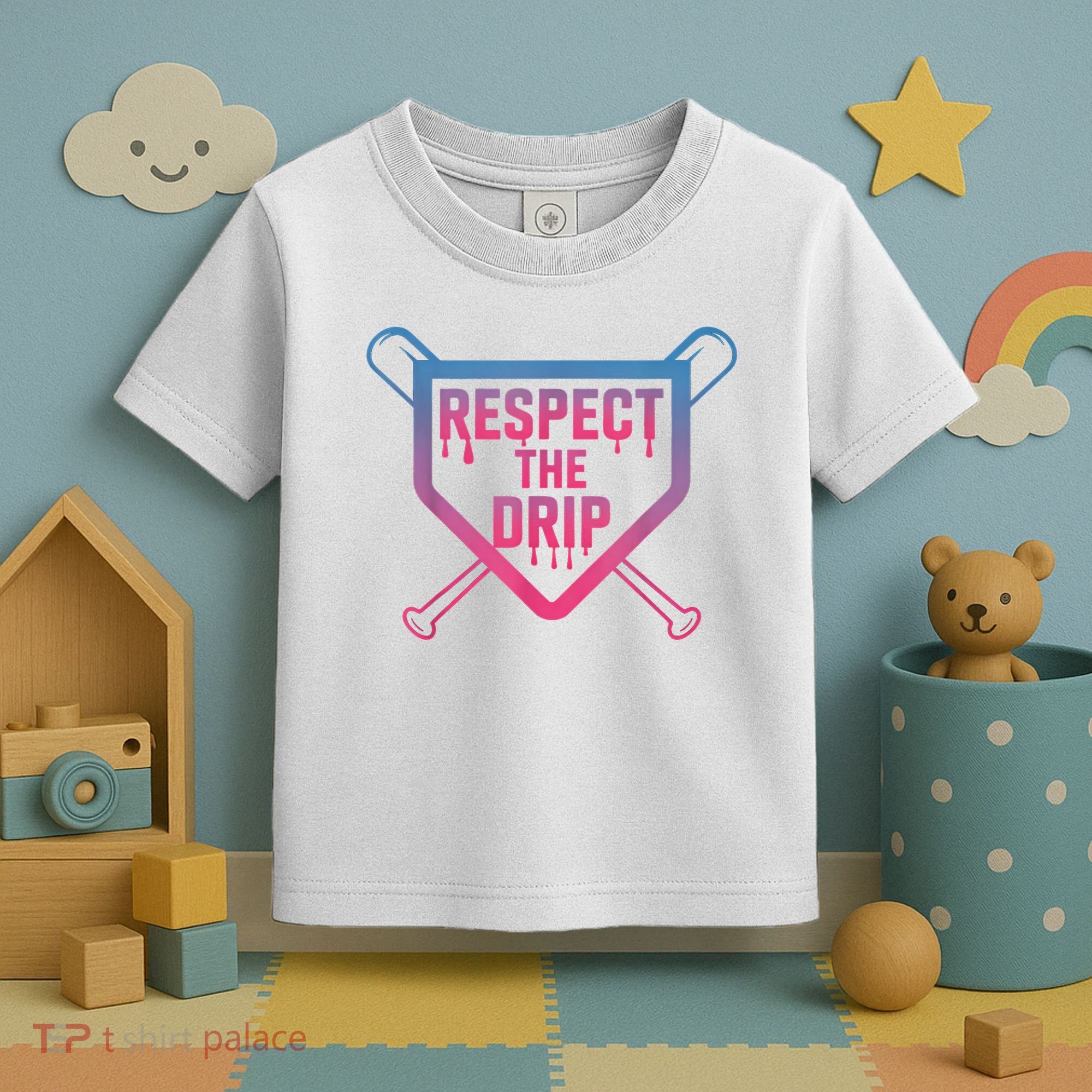 Baseball Respect The Drip Home Plate Drip Ice Cream Toddler T-Shirt