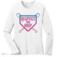 Baseball Respect The Drip Home Plate Drip Ice Cream Women's Long Sleeve Shirt thumb 0