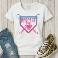 Baseball Respect The Drip Home Plate Drip Ice Cream Women's T-Shirt thumb 3