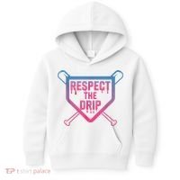 Baseball Respect The Drip Home Plate Drip Ice Cream Kids Hoodie thumb 0