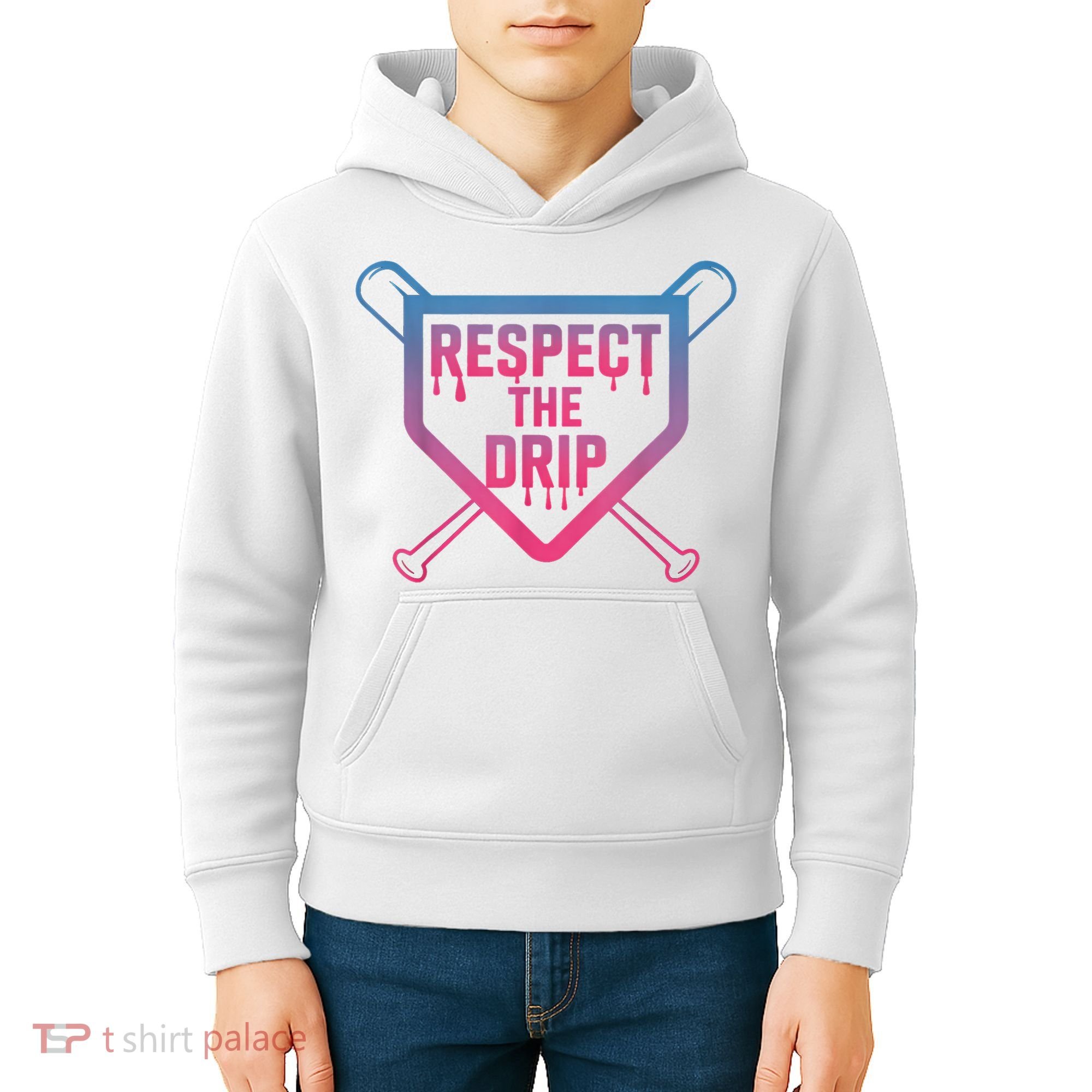 Baseball Respect The Drip Home Plate Drip Ice Cream Kids Hoodie