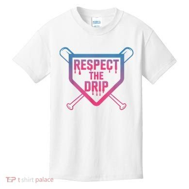 Baseball Respect The Drip Home Plate Drip Ice Cream Kids T-Shirt