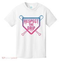 Baseball Respect The Drip Home Plate Drip Ice Cream Kids T-Shirt thumb 0