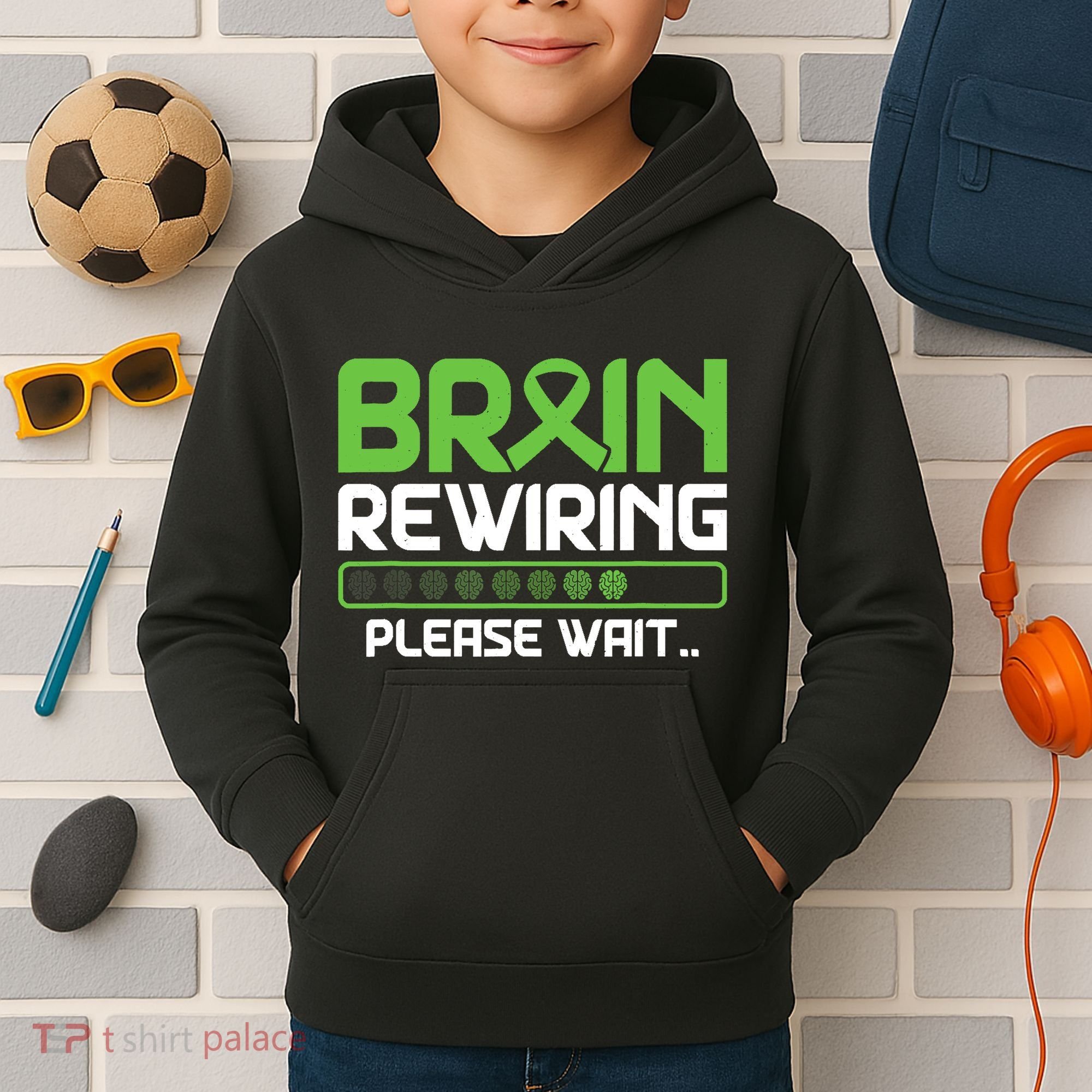 Brain Rewiring Traumatic Brain Injury Ribbon TBI Survivor Kids Hoodie